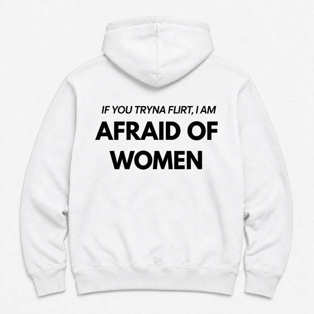AFRAID OF WOMEN - HOODIE — Biały — tył