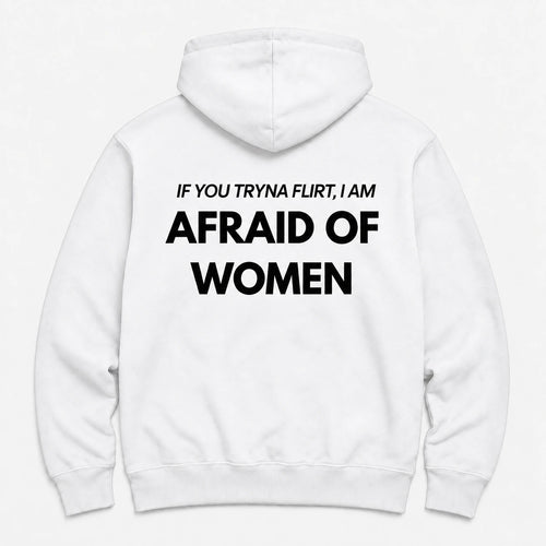 AFRAID OF WOMEN - HOODIE — Biały — tył
