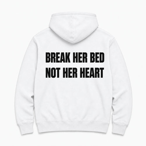 BREAK HER BED - HOODIE — Biały — tył