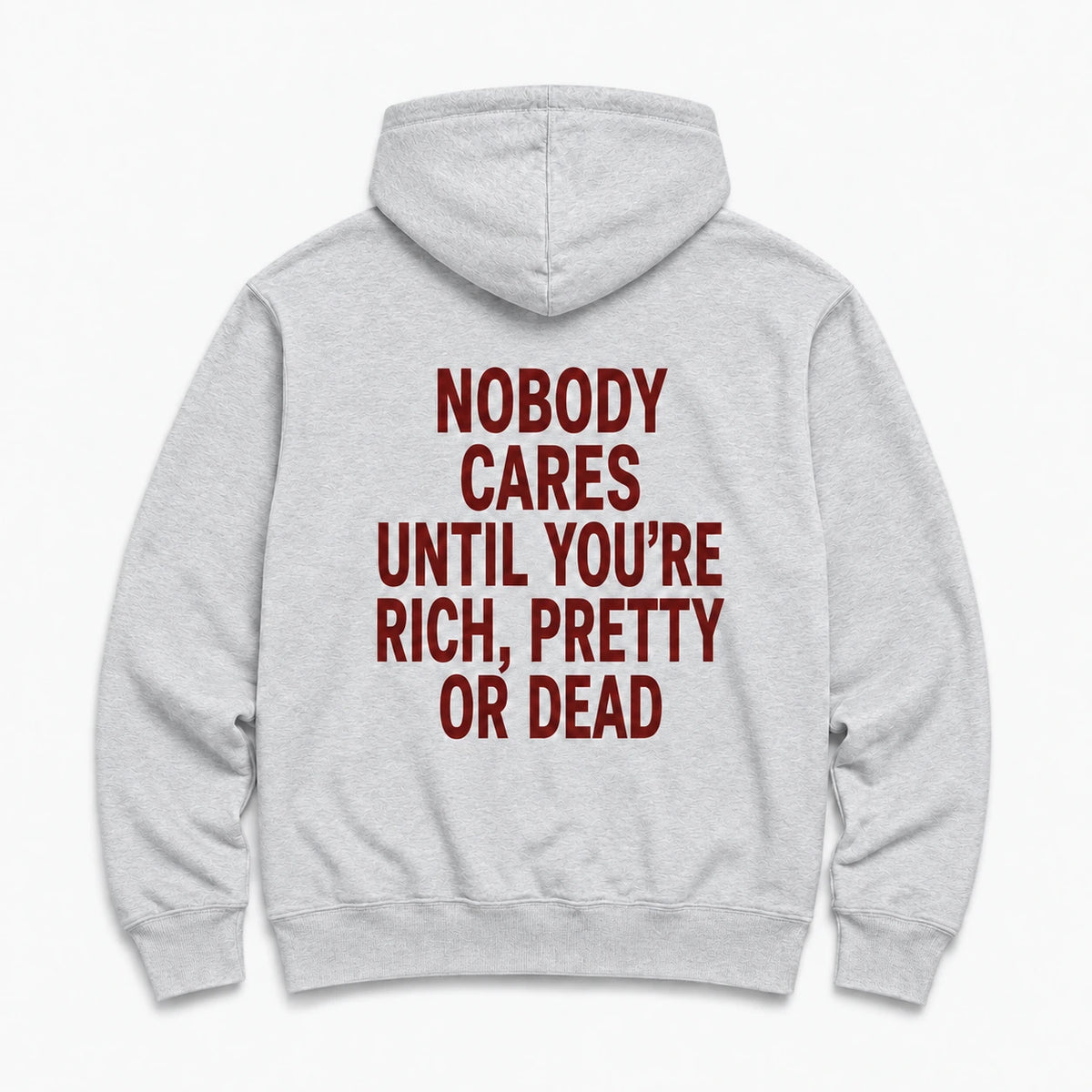NOBODY CARS UNTIL - HOODIE — Szary — tył