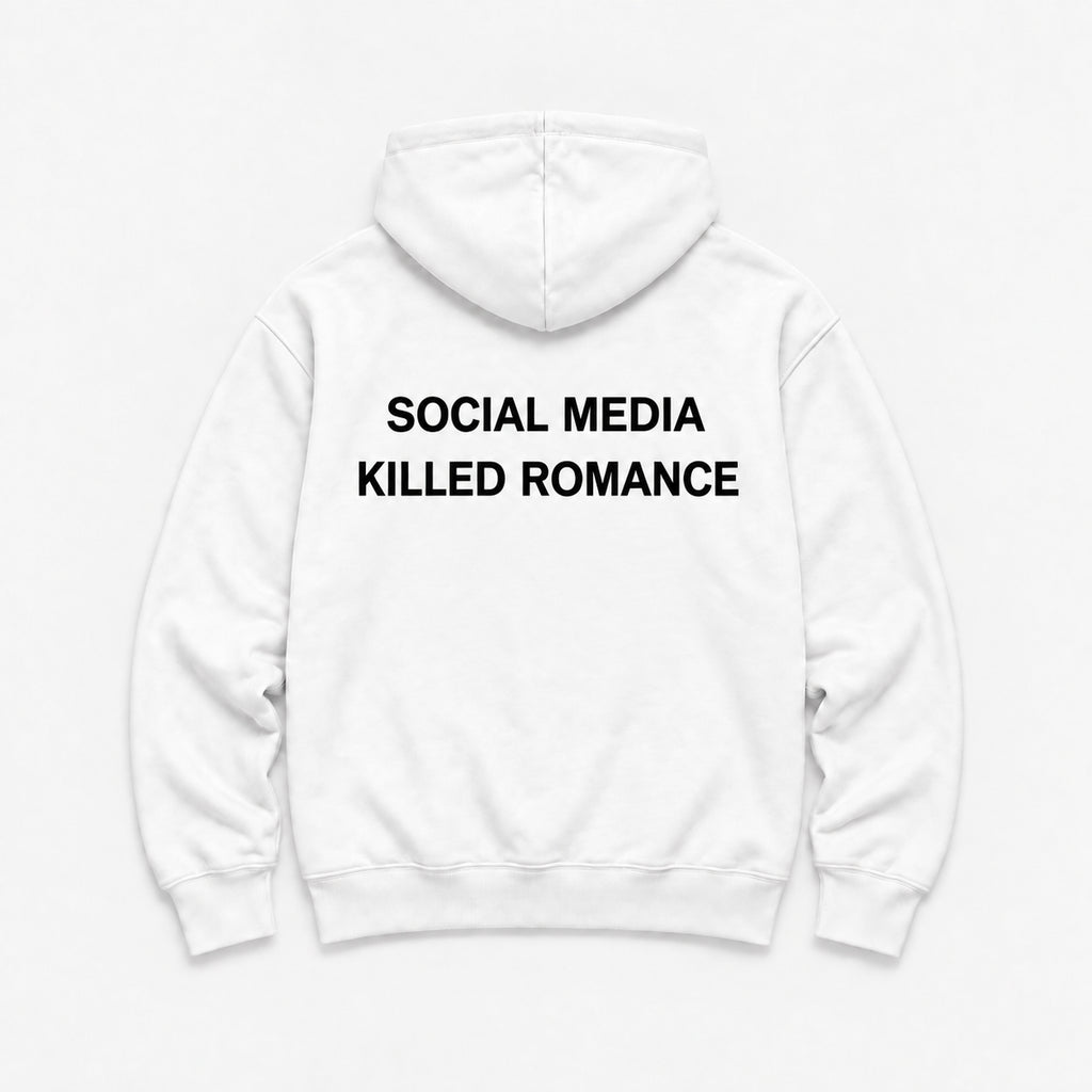 Social Media Killed Romance - HOODIE — Biały — tył