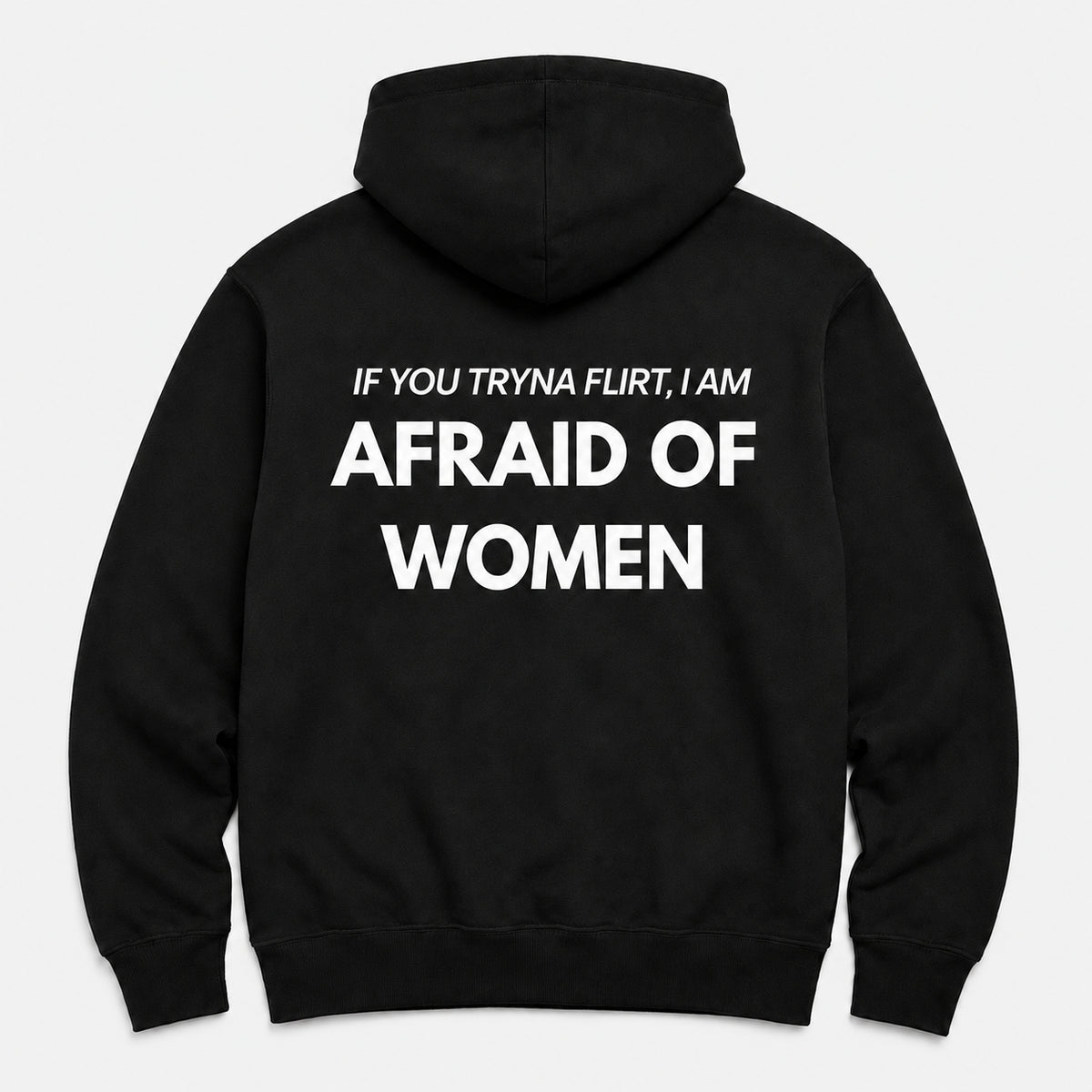 AFRAID OF WOMEN - HOODIE — Czarny — tył