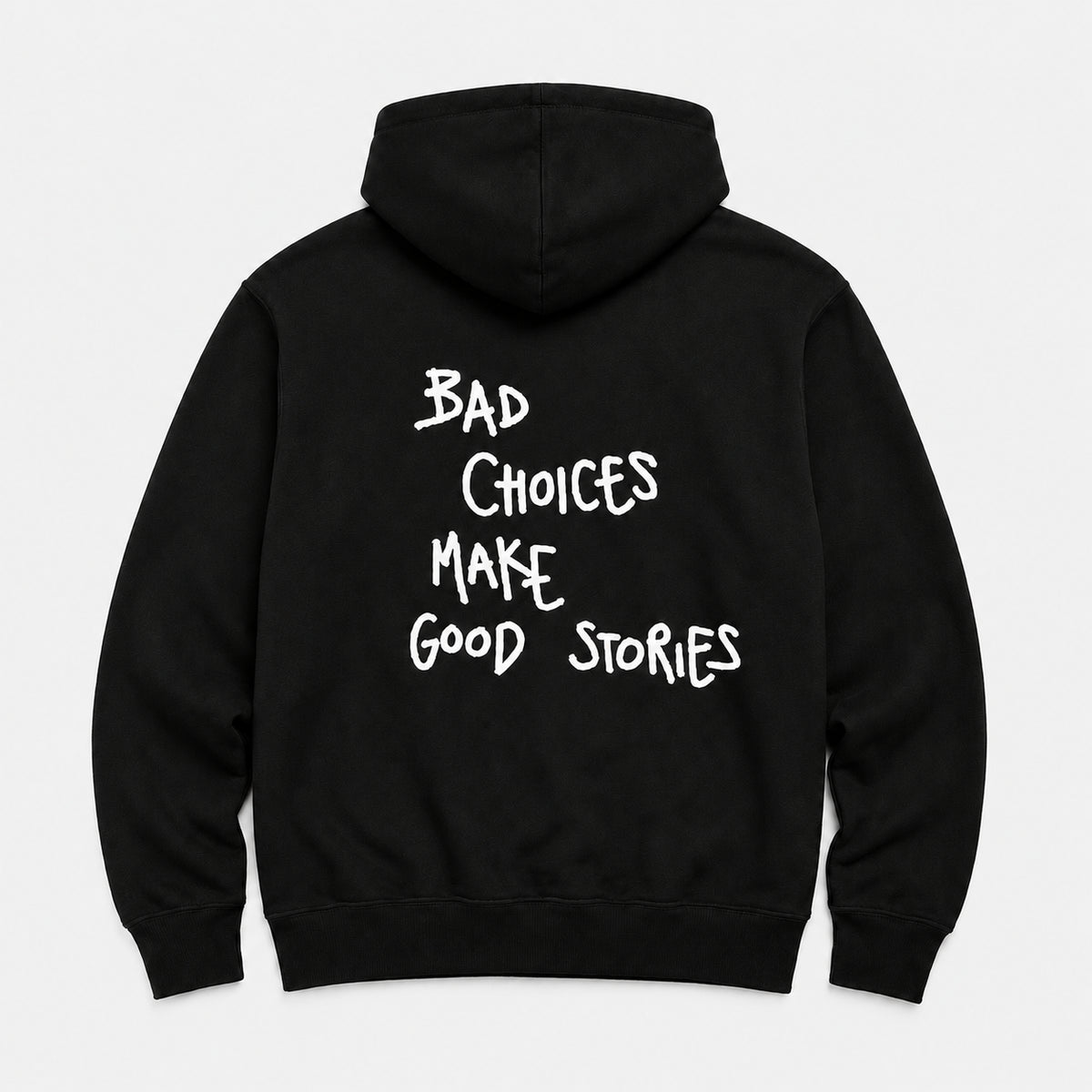 BAD CHOICES MAKES GOOD STORIES - HOODIE — Czarny — tył