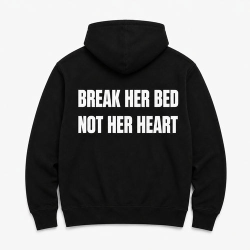 BREAK HER BED - HOODIE — Czarny — tył
