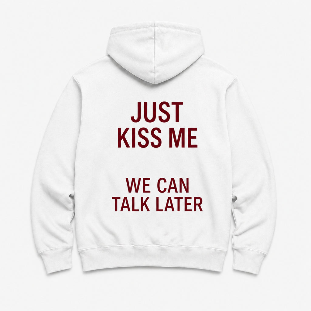 JUST KISS ME - HOODIE — Biały — tył
