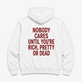 NOBODY CARS UNTIL - HOODIE — Biały — tył