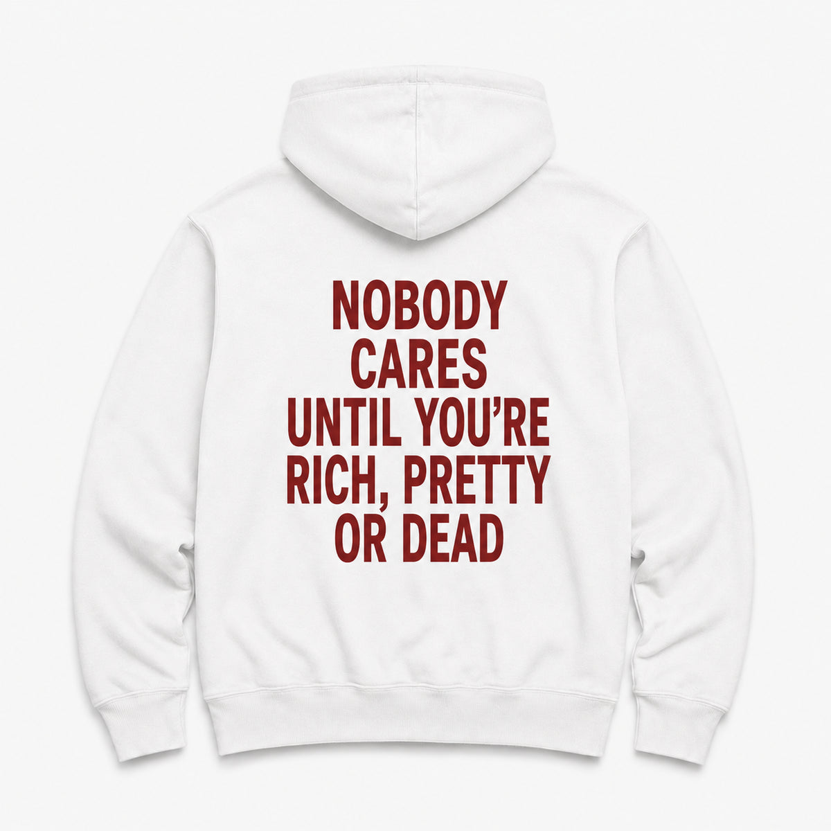 NOBODY CARS UNTIL - HOODIE — Biały — tył